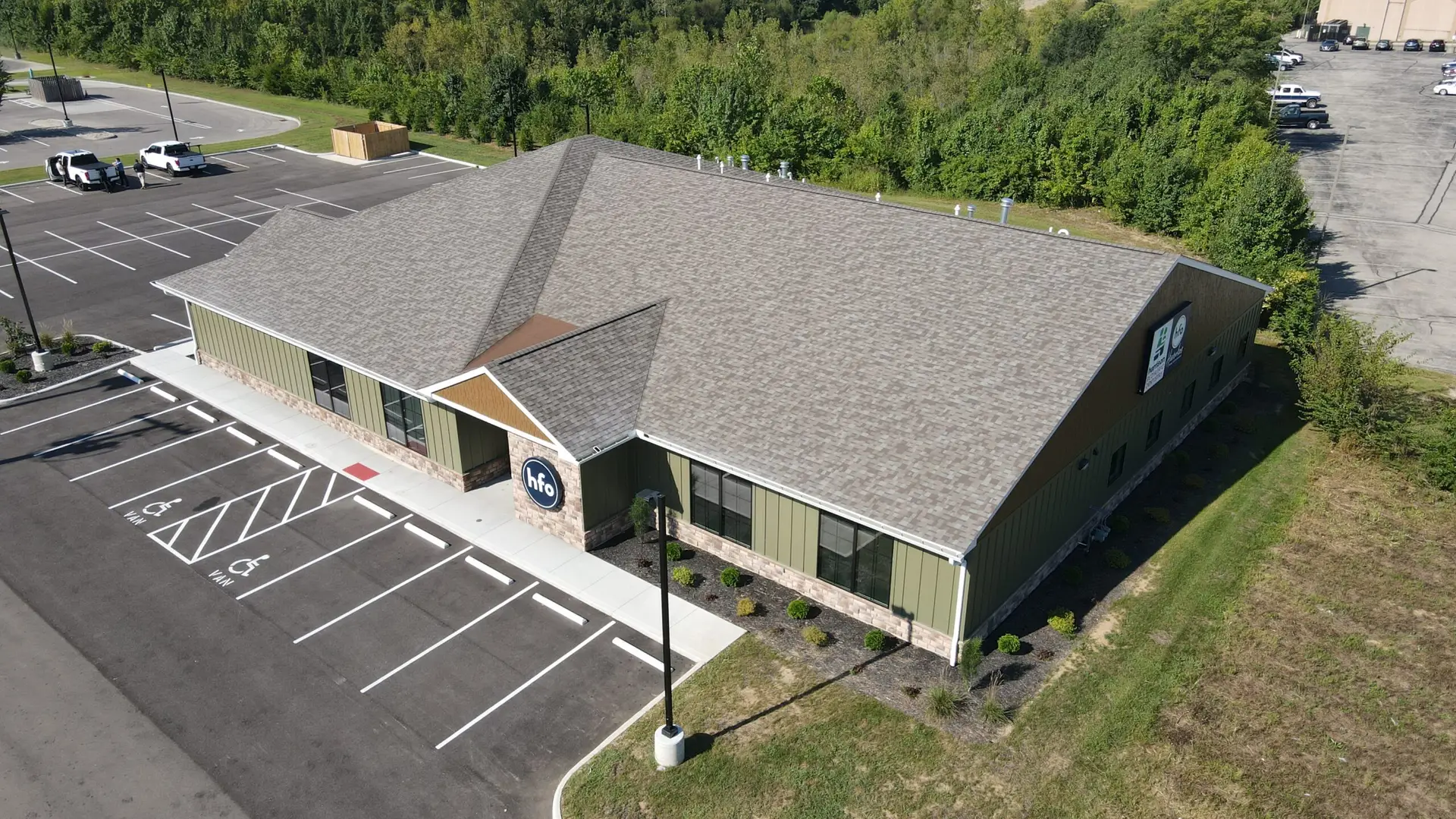 Aerial view of the completed Haverkos Family Orthodontics project in Harrison, Ohio